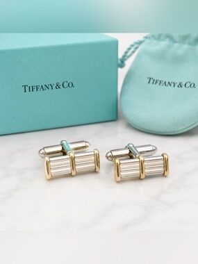 Tiffany & Co Elegant Sterling Silver and Gold Cufflinks